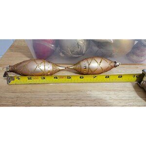 Vintage Assorted Christmas Ornaments Set Of 14 Gold Red Bell & Teardrop Styles